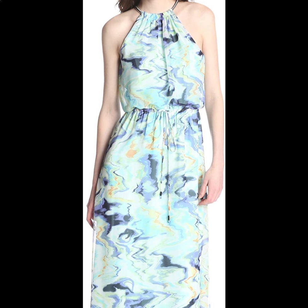 Vince Camuto Blue Watercolor Floor Length Dress